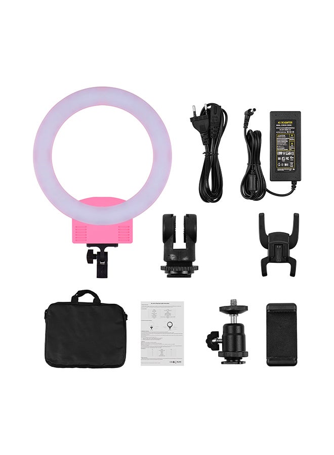 طقم حلقة إضاءة LED احترافية للتصوير الفوتوغرافي وردي/أسود