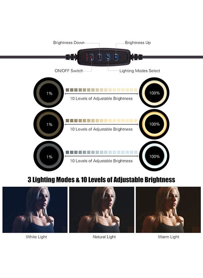 مصباح LED حلقي صغير لتصوير الفيديو أسود/ أبيض - Image 4