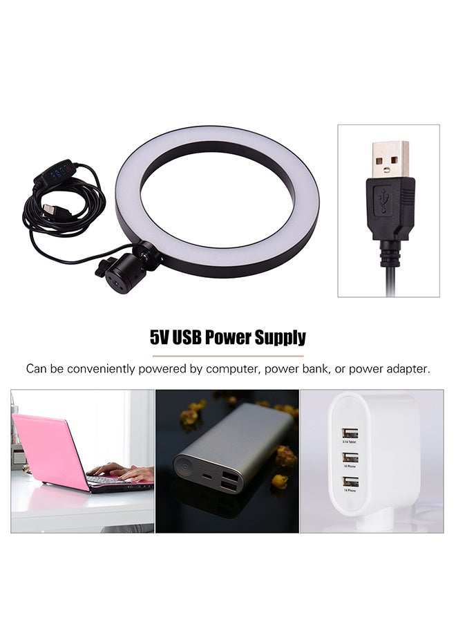 مصباح LED حلقي صغير لتصوير الفيديو أسود/ أبيض - Image 5