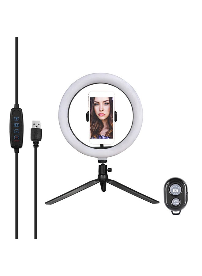 Dimmable LED Selfie Round Light Black/White - Image 1