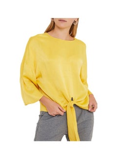 VERO MODA Tie-Up Front Satin Blouse Yellow  - Image 1