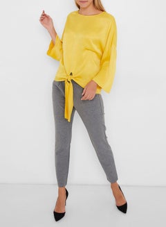 VERO MODA Tie-Up Front Satin Blouse Yellow  - Image 3