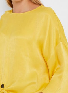 VERO MODA Tie-Up Front Satin Blouse Yellow  - Image 4