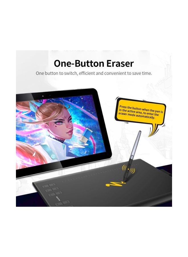 هيون - تابلت رسم الرسومات Inspiroy H1060P مع قلم خالٍ من البطارية بحساسية ضغط 8192 و12 مفتاح تشغيل سريع مخصص، 10 × 6.25 بوصة تابلت فني رقمي لأجهزة Mac وWindows PC وAndroid - Image 1