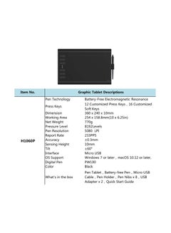 هيون تابلت رسم الرسومات Inspiroy H1060P مع قلم خالٍ من البطارية بحساسية ضغط 8192 و12 مفتاح تشغيل سريع مخصص، 10 × 6.25 بوصة تابلت فني رقمي لأجهزة Mac وWindows PC وAndroid  - Image 5
