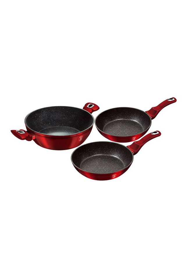 BerlingerHaus 3-Piece Metallic Line Burgundy Edition Cookware Set Burgundy  - Image 2