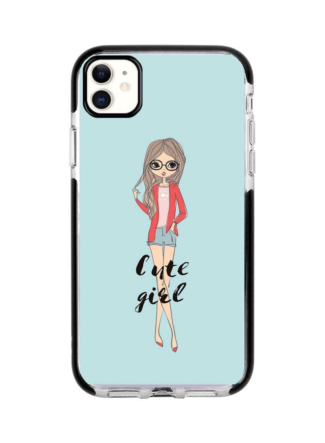 غطاء حماية واق لهاتف أبل آيفون 11 مزين برسمة فتاة حالمة وعبارة "Cute Girl"