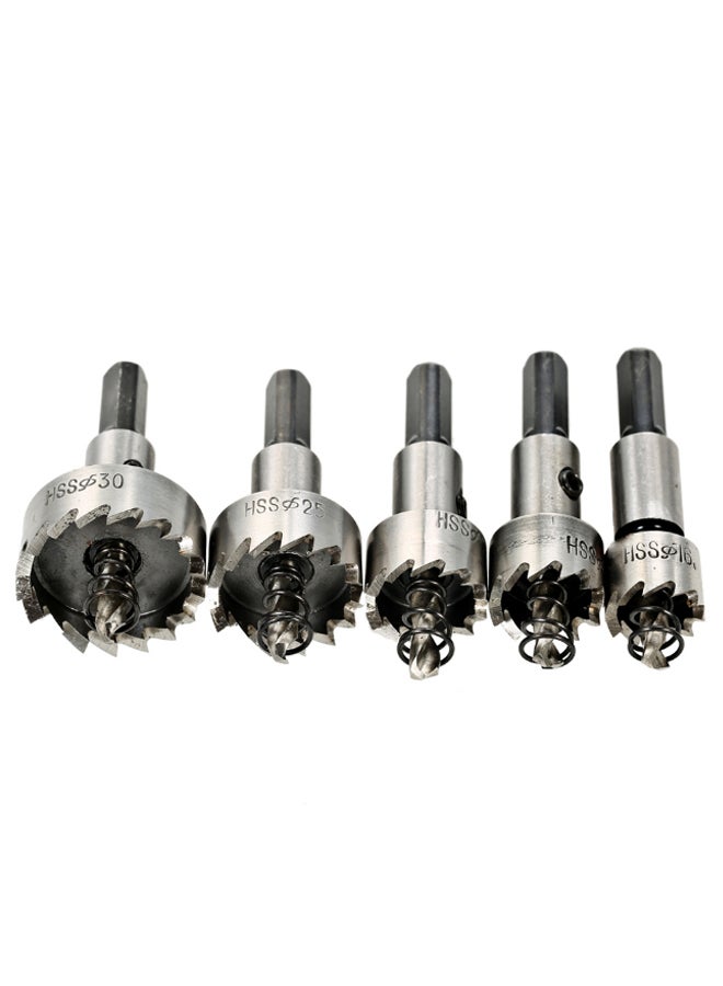 5-Piece High Speed Hole Saw Cutter Tool Set Silver/Black - Image 2