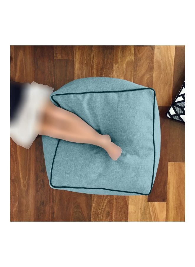 REGAL IN HOUSE - Square Decorative Floor Cushion Linen Turquoise 65x65cm - Image 1