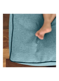 REGAL IN HOUSE Square Decorative Floor Cushion Linen Turquoise 65x65cm  - Image 5