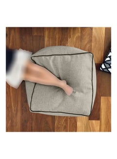 REGAL IN HOUSE Square Decorative Floor Cushion Linen Light Beige 65x65cm  - Image 4