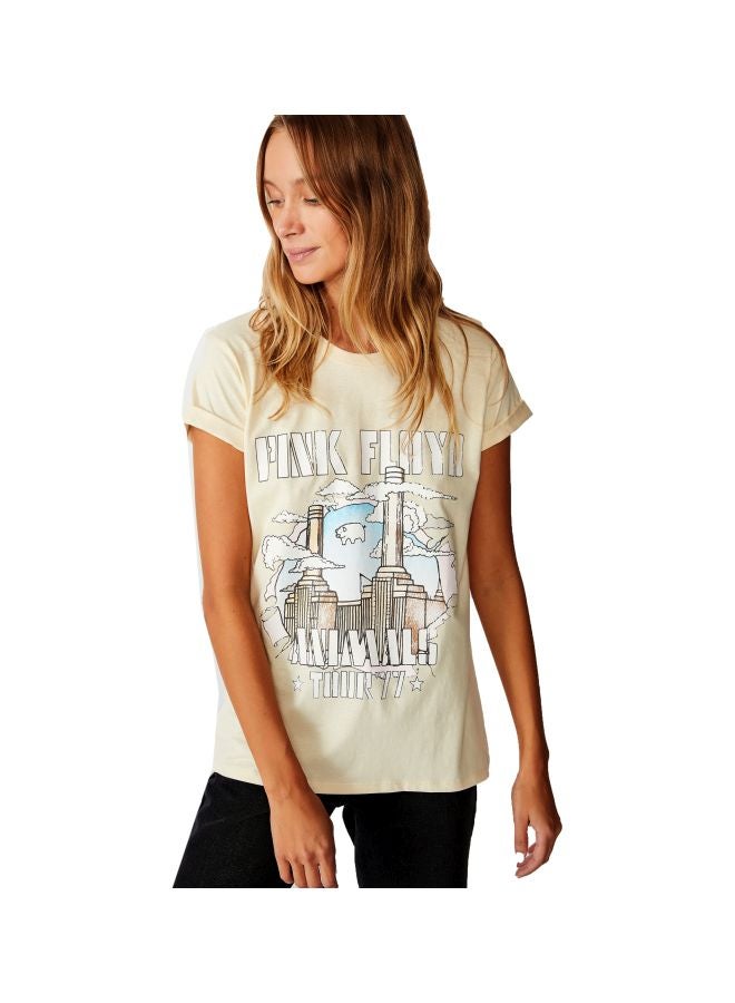 Cotton On Pink Floyd Printed T-shirt Sugar Cookie  - Image 1