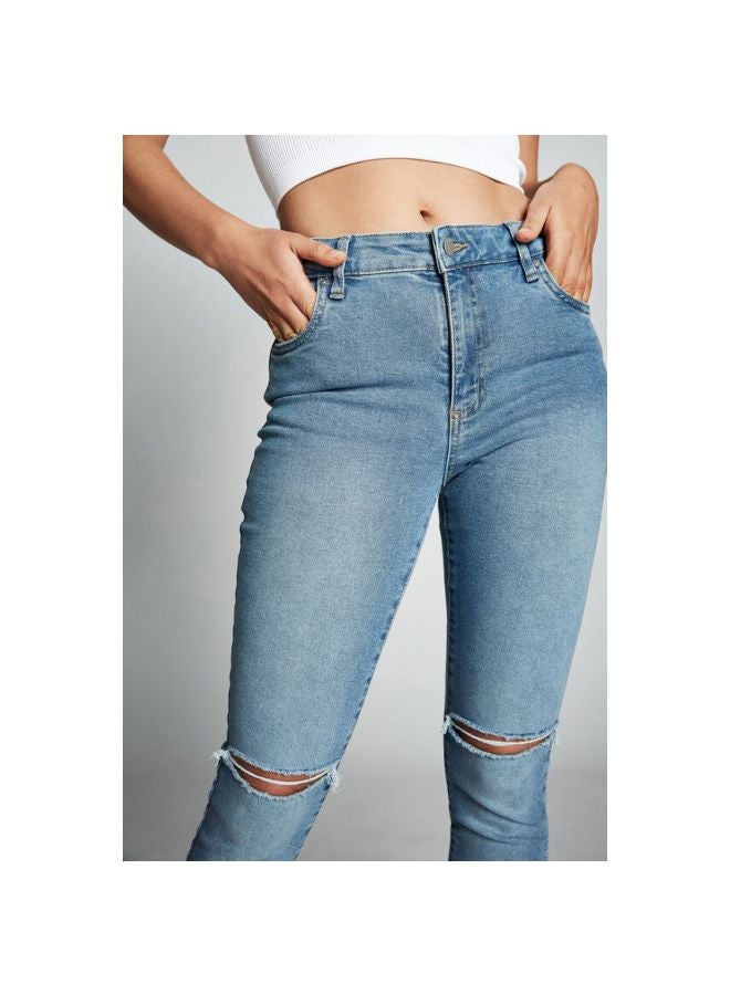 Cotton On Mid Rise Cropped Skinny Jeans Venice Blue  - Image 4