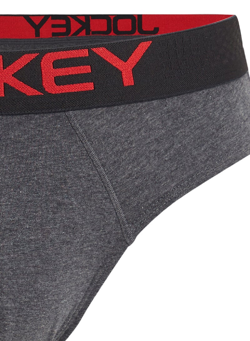 JOCKEY Contrast Band Briefs Charcoal Melange - Image 3