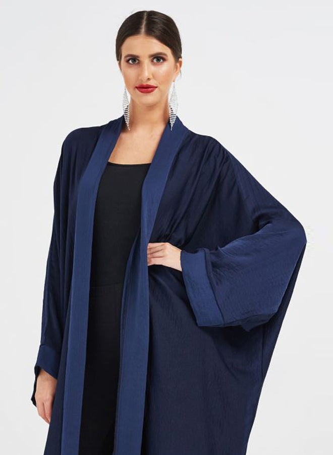 Soft Touch Abaya With Contrasting Panels Navy Blue