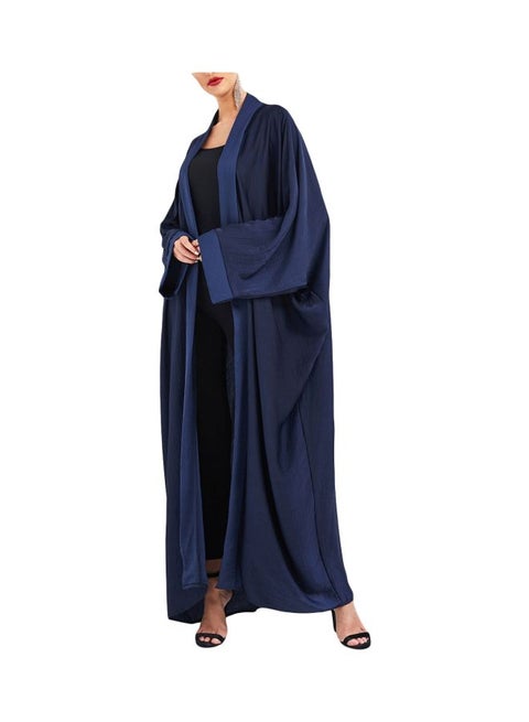 Soft Touch Abaya With Contrasting Panels Navy Blue