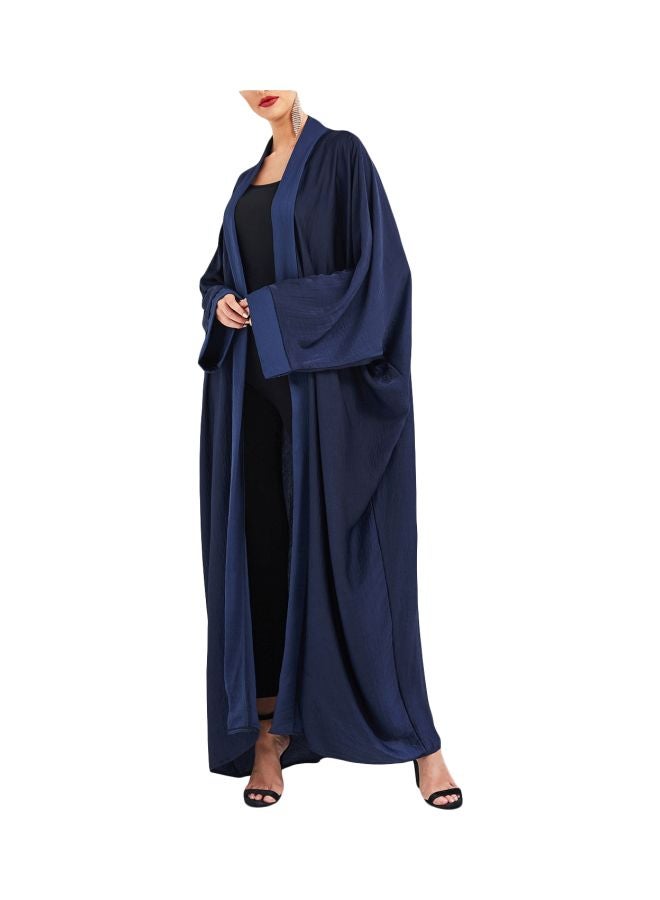 Soft Touch Abaya With Contrasting Panels Navy Blue