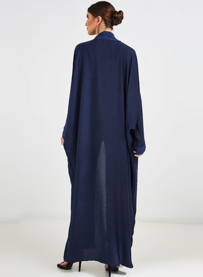 Soft Touch Abaya With Contrasting Panels Navy Blue