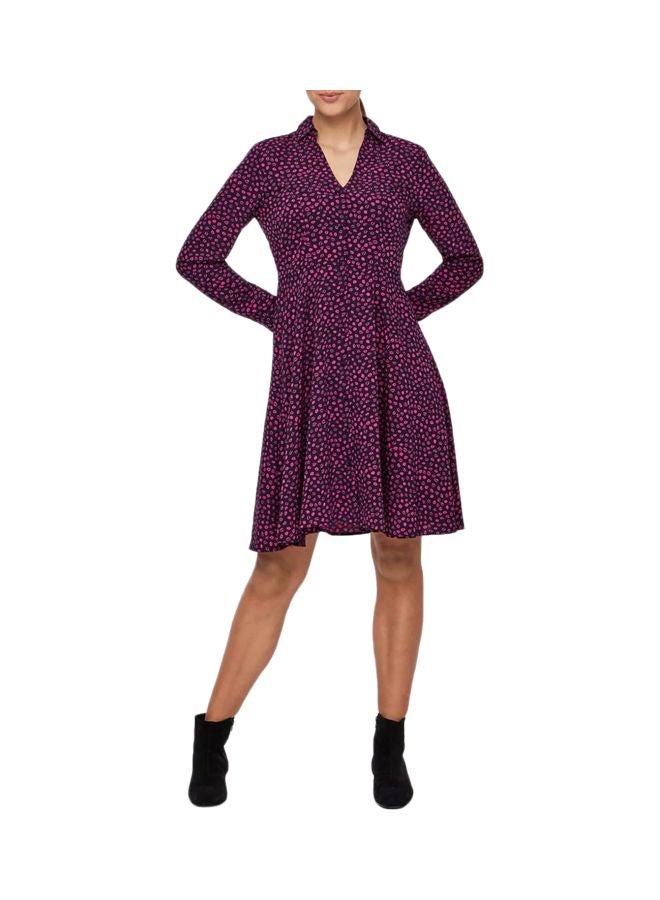 VERO MODA - Printed Mini Shirt Long Sleeves Dress Night Sky - Image 1