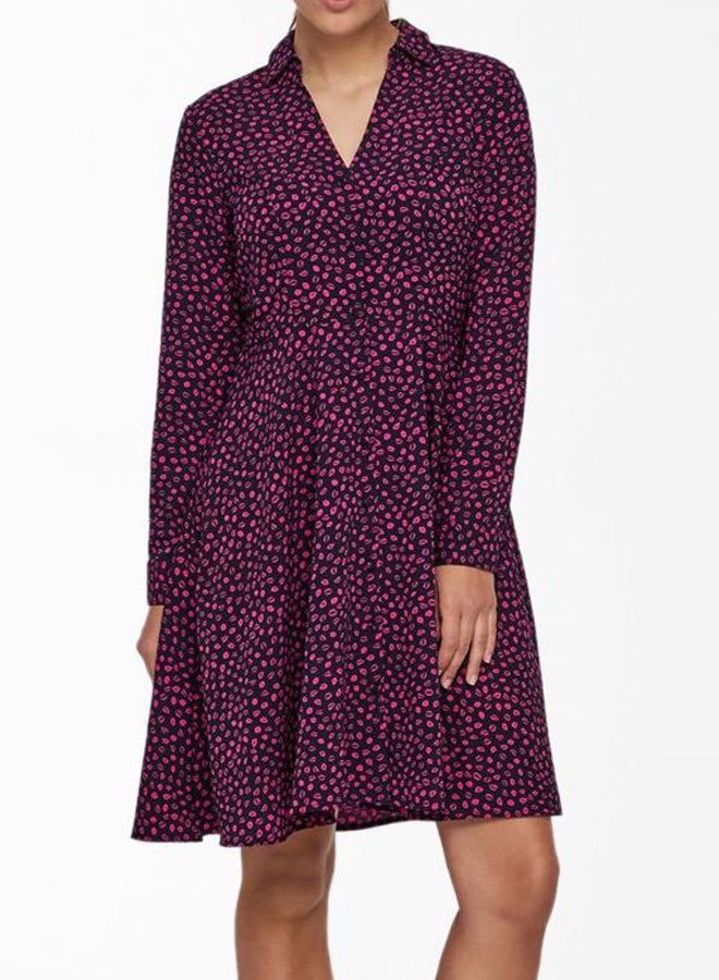 VERO MODA - Printed Mini Shirt Long Sleeves Dress Night Sky - Image 1