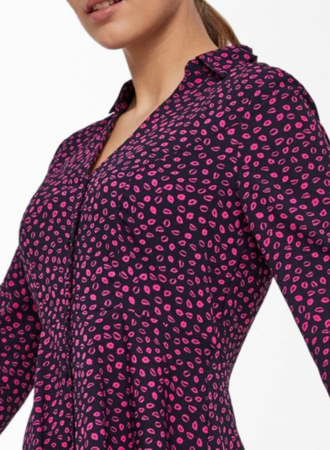 VERO MODA - Printed Mini Shirt Long Sleeves Dress Night Sky - Image 1