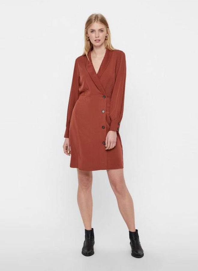 VERO MODA - Silky Shirt-Dress Henna - Image 1