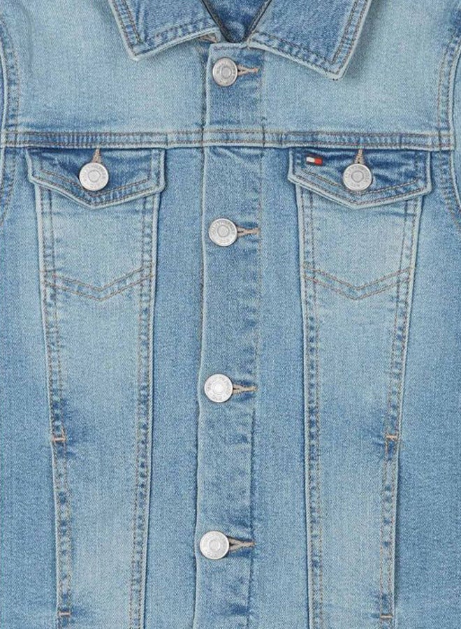 TOMMY HILFIGER - Flag Applique Denim Jacket Light Blue - Image 1
