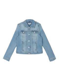 Flag Applique Denim Jacket Light Blue