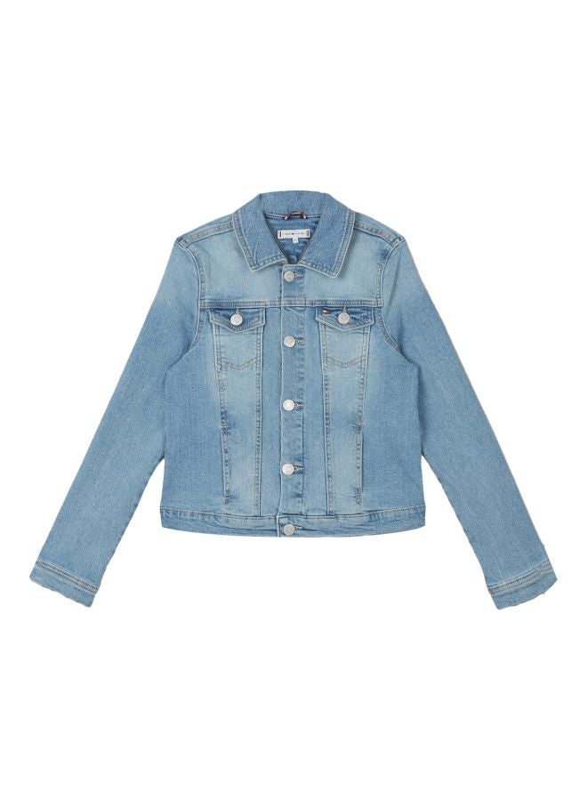 TOMMY HILFIGER - Flag Applique Denim Jacket Light Blue - Image 1