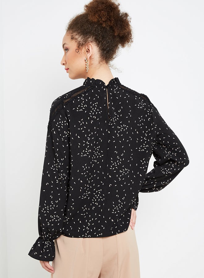 VERO MODA Tear Printed Long Sleeve Top Black  - Image 2