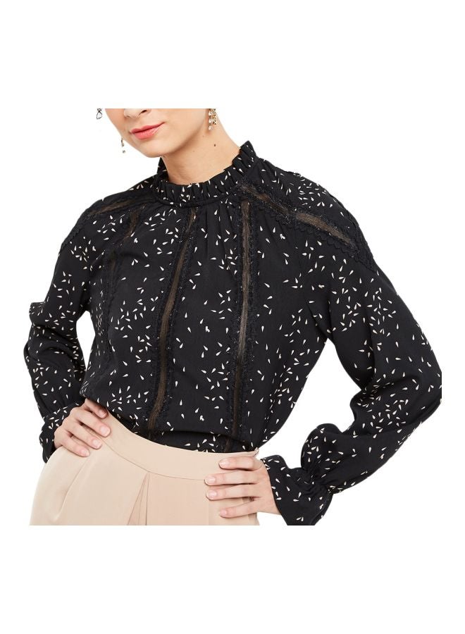 VERO MODA Tear Printed Long Sleeve Top Black  - Image 1