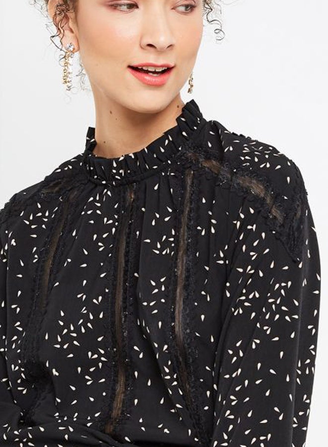 VERO MODA Tear Printed Long Sleeve Top Black  - Image 4