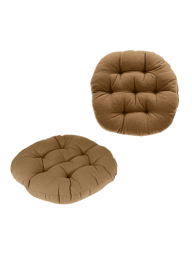 REGAL IN HOUSE Thick Quilted Cushion velvet Brown 37x38cm  - Image 3