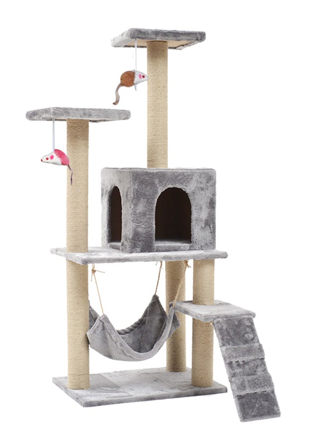 Seemo Cat Tree Tower House Grey/Beige 125centimeter - Image 1