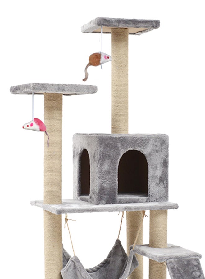 Seemo Cat Tree Tower House Grey/Beige 125centimeter - Image 2