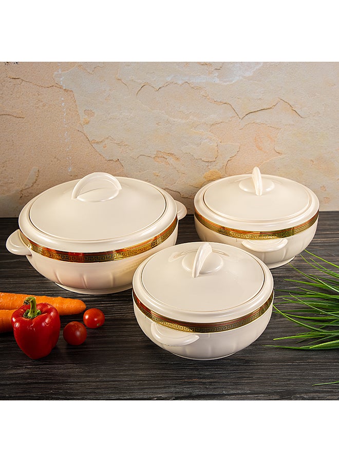 Royalford - Classic Casserole Highly Insulated Stainless Steel Lid Stainless Steel Bowl Deluxe 1200Ml+1600Ml+2500Ml Multicolor Multicolor 3PCS - Image 1