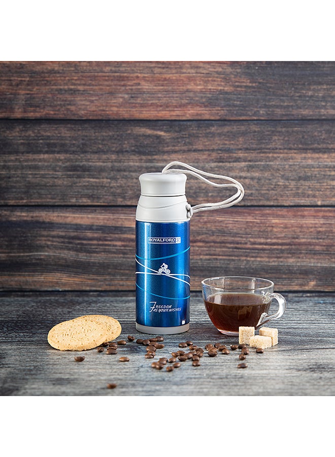 Royalford - Stainless Steel Vacuum Bottle Blue/White 320ml - Image 1