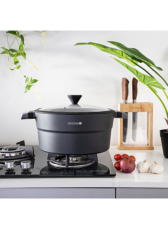 Royalford Die Cast Aluminium Casserole With Lid Black 32cm  - Image 5