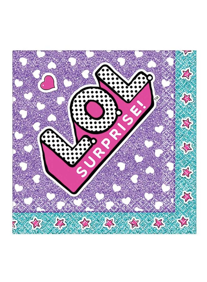 أمسكان مناديل لتقديم المشروبات بطبعة عبارة "‎LOL Surprise!" من 16 قطعة 25x25سم - Image 2