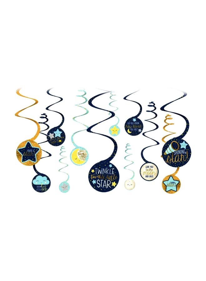 Amscan 12-Piece Twinkle Little Star Spiral Decoration - Image 1