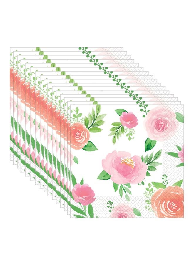 أمسكان مجموعة مناديل مشروبات بطبعة زهور من 16 قطعة - Image 1