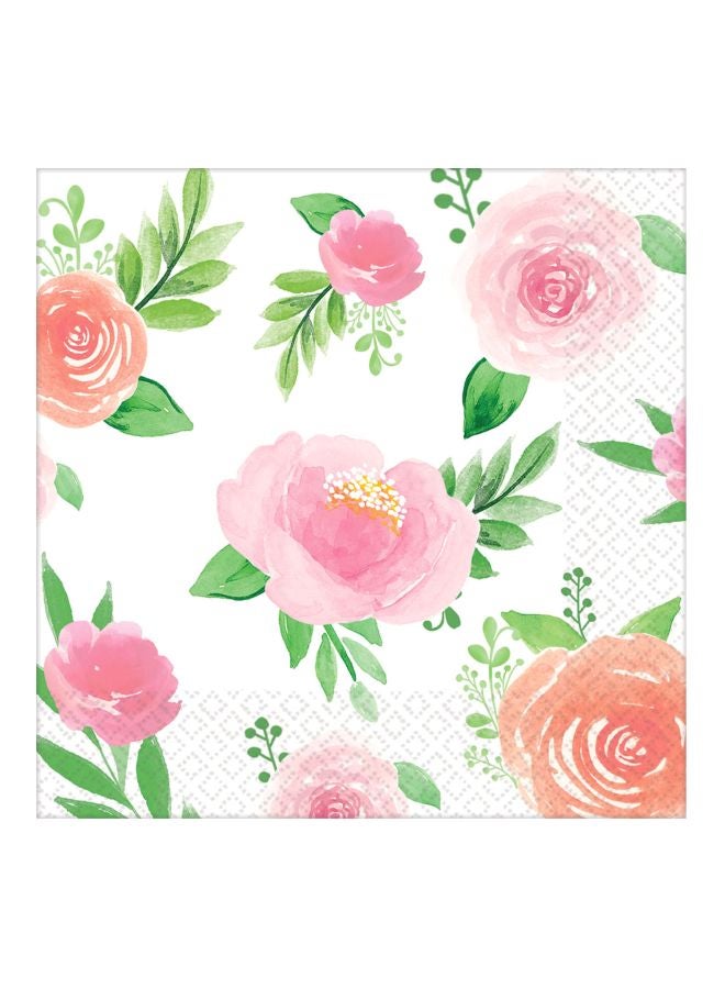 أمسكان مجموعة مناديل مشروبات بطبعة زهور من 16 قطعة - Image 2