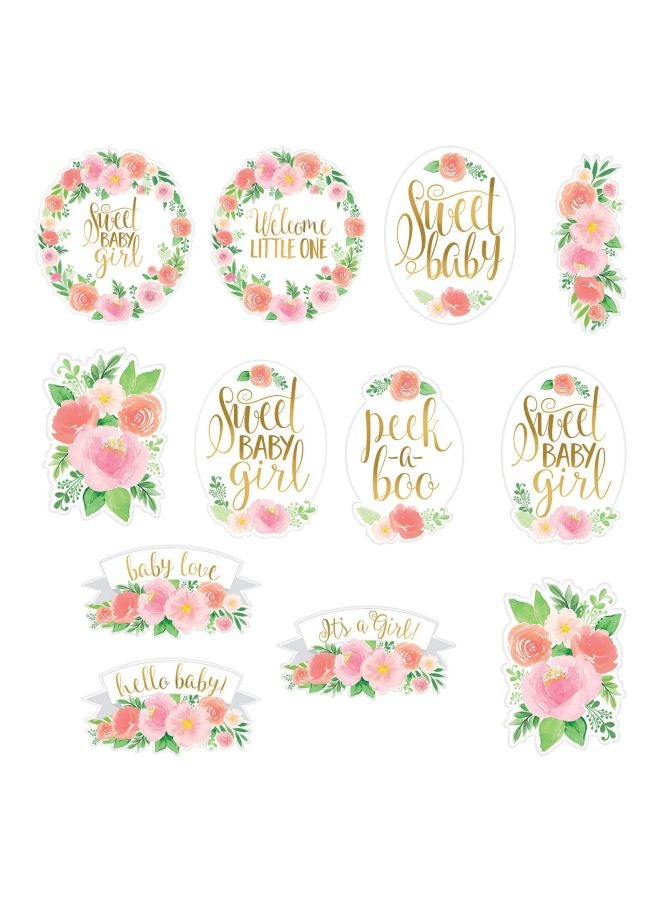 Amscan Pack Of 12 Floral Baby Cut Outs - Image 1