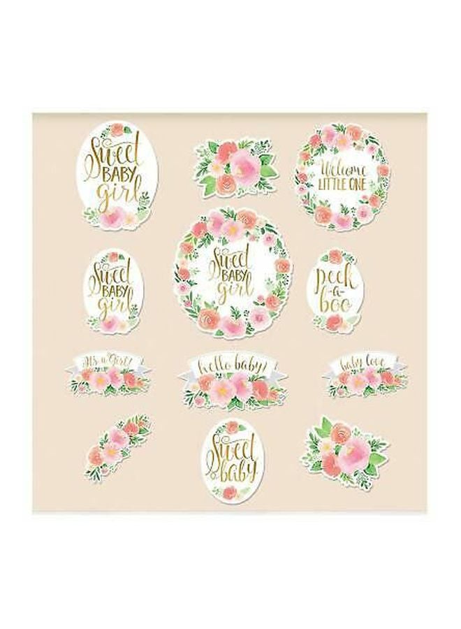 Amscan Pack Of 12 Floral Baby Cut Outs - Image 2