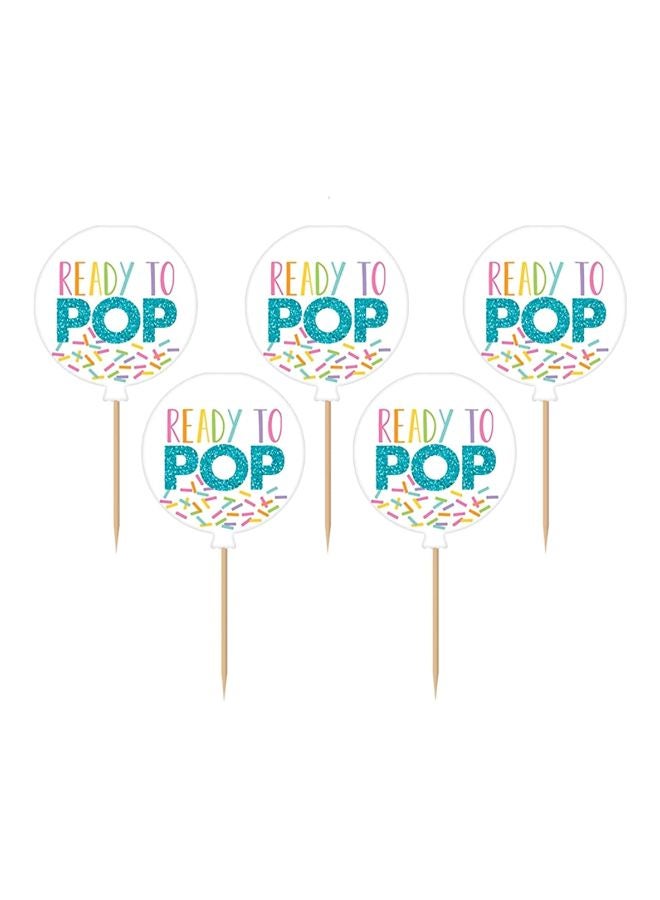 أمسكان مجموعة زينة ورقية علوية للكب كيك بتصميم لامع مع عود خشبي للتثبيت من 24 قطعة - Image 2