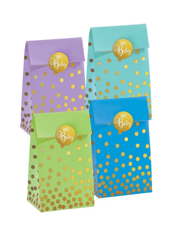 Amscan Neutral Baby Shower Foil Stamped Paper Bags With Stickers 12x33x3cm - Image 1