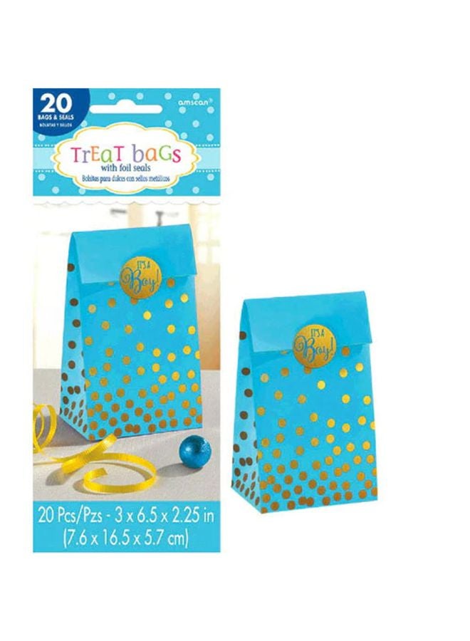 Amscan Neutral Baby Shower Foil Stamped Paper Bags With Stickers 12x33x3cm - Image 2