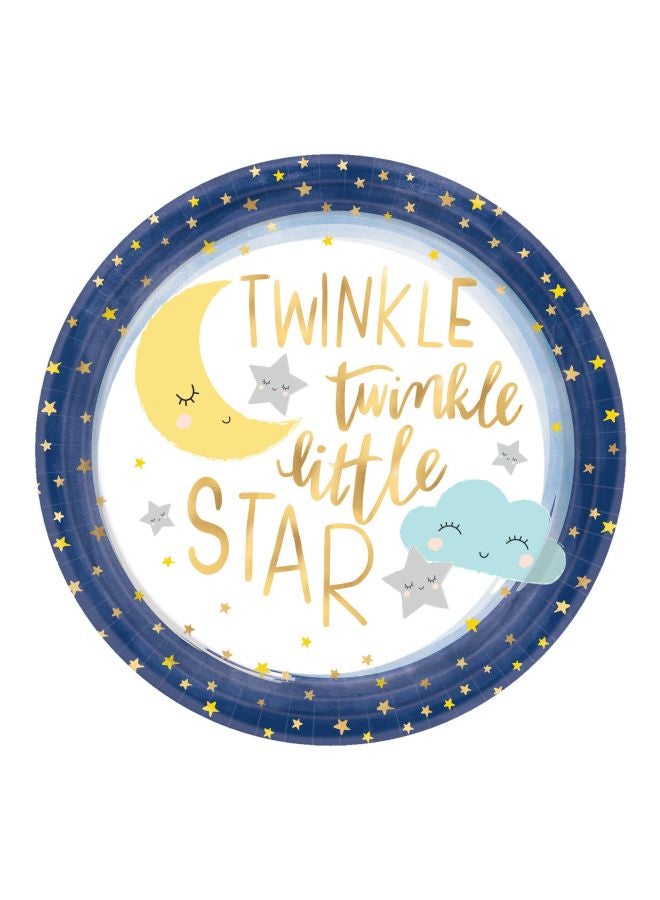 Amscan 8-Piece Twinkle Little Star Metallic Paper Plates 10.5inch - Image 1