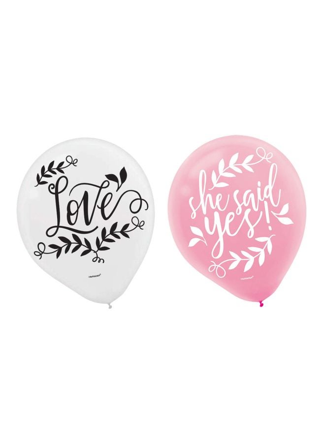 Amscan 15-Piece Love And Leaves Printed Balloons 12inch - Image 1