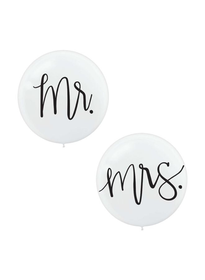 أمسكان مجموعة بالون لحفلات الزفاف بطبعة ".Mrs" و".Mr" مكونة من قطعتين - Image 1